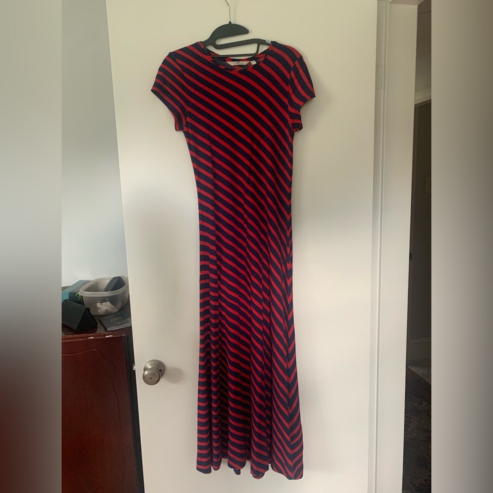 Vineyard Vines Red and Navy Striped Maxi Dress
